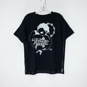 Sacai Paradise Garage Side Zip T-Shirt (Sz 4 / XL) Deconstructed Tee Black White